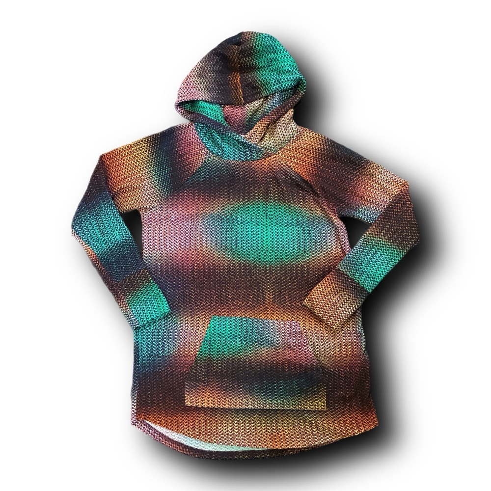 LuLaRoe Multicolor Ombre Knit Hoodie - Teal, Brown, Rust